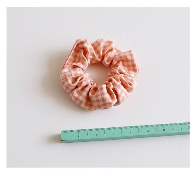 Chun cột tóc Scrunchies kẻ caro cỡ to