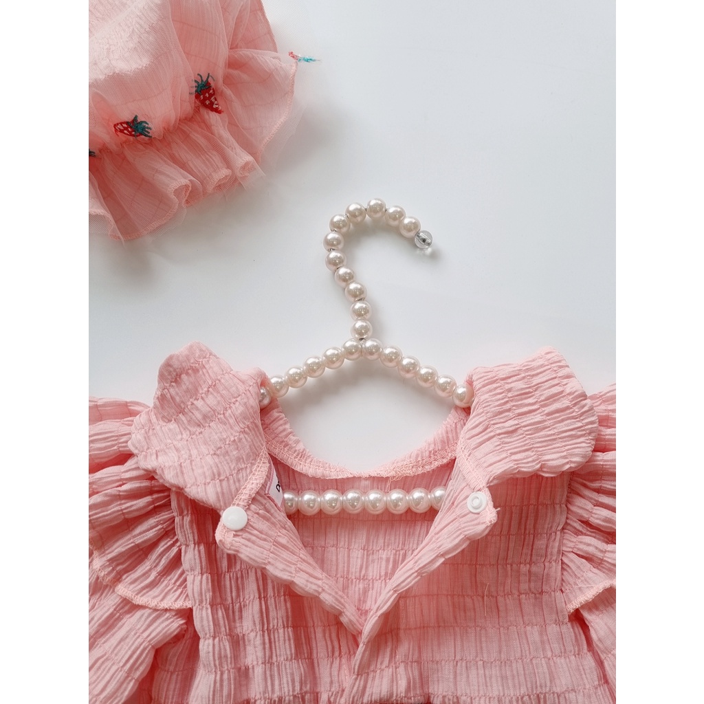 Bodysuit cho bé gái sơ sinh chất liệu cotton xốp mềm mại ⚡ 𝗙𝗥𝗘𝗘𝗦𝗛𝗜𝗣 ⚡ Set body váy cho bé gái kèm mũ màu hồng dễ thương