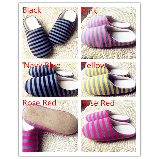 Dép bông sọc ngang đi trong nhà chống trượt cho nam nữ