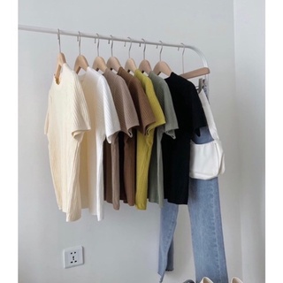 [Hàng có sẵn] Áo len tăm cộc tay basic nhiều màu chất đẹp