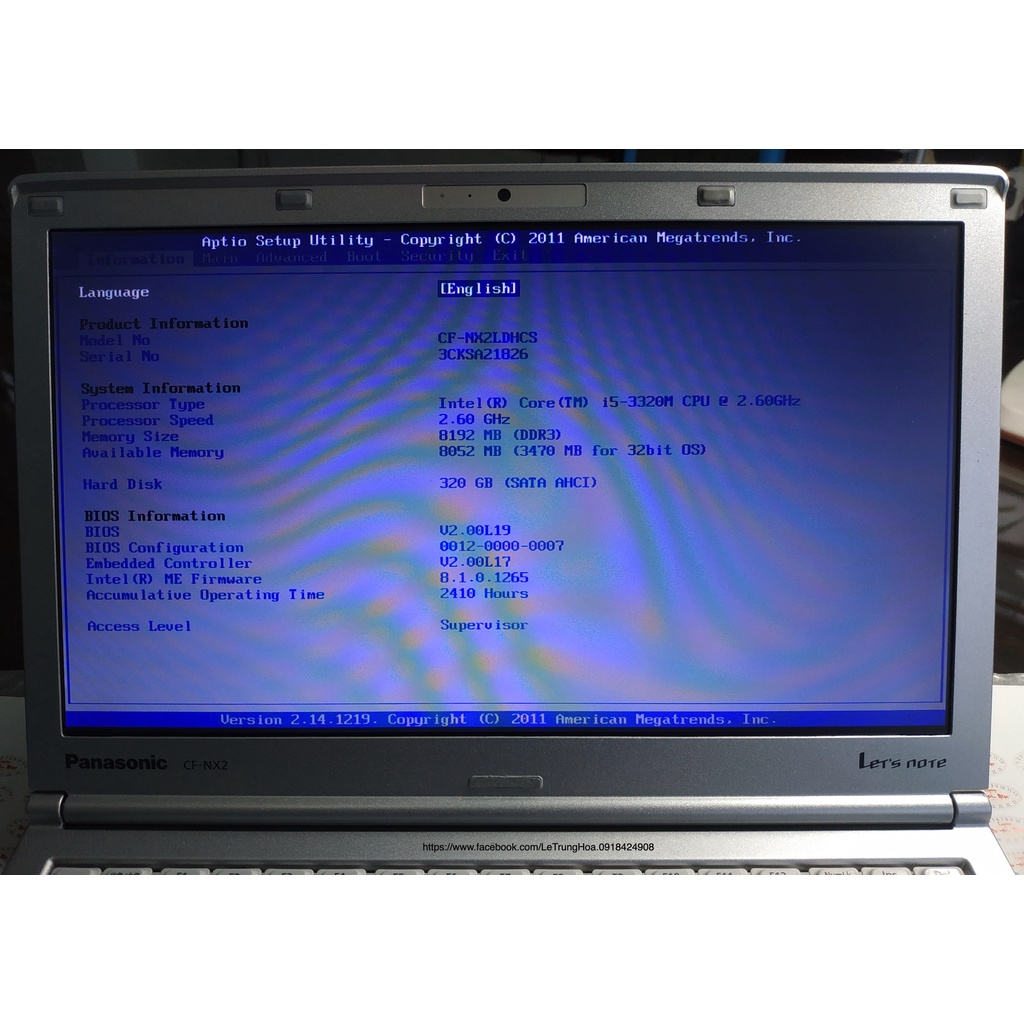 Laptop Panasonic nội địa Nhật CF-NX2 CPU i5-3320M, RAM 8GB, SSD240GB
