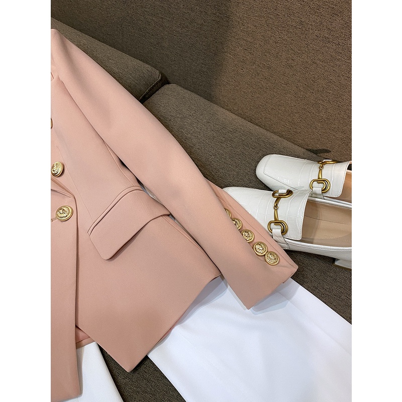 Áo khoác vest blazer nữ màu hồng nude túi cơi ngưc QUYNH DESIGN AV014