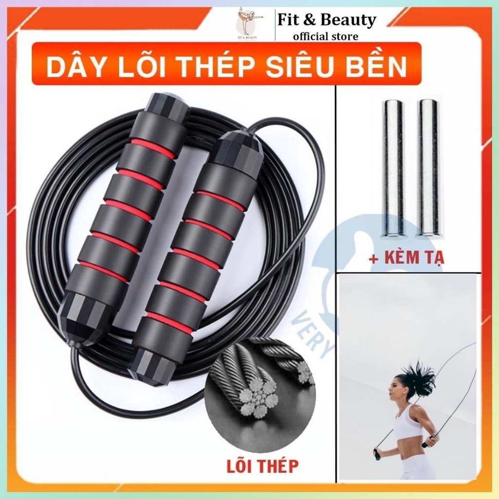 Dây nhảy thể dục giảm cân lõi thép 2.8 mét 340g, dây tập thể thao ROPE01