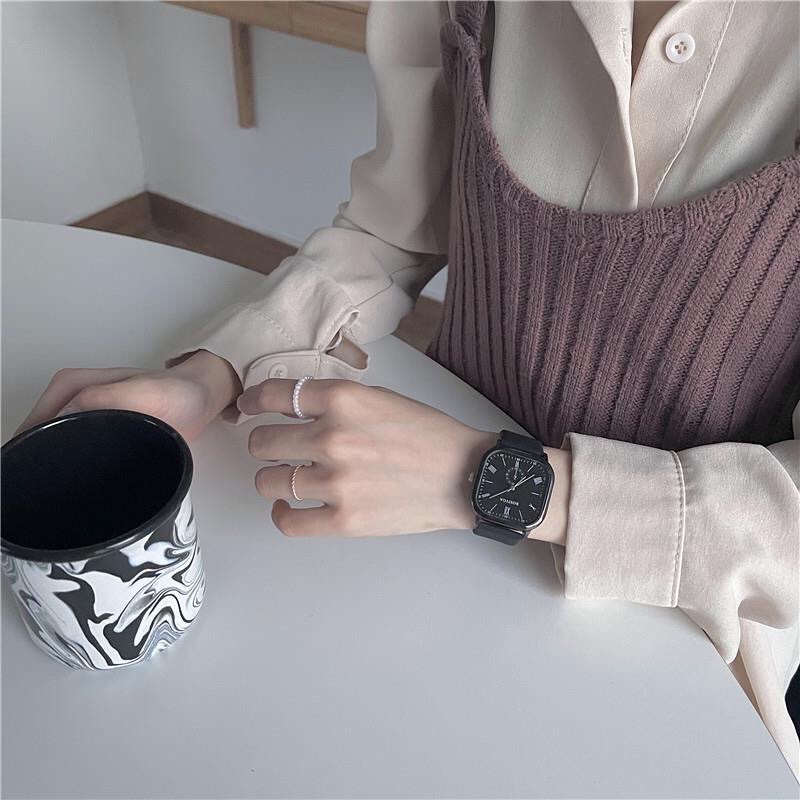 Đồng hồ nam nữ mặt vuông đẹp dây da full box thời trang Hàn Quốc - SULAUNI | BigBuy360 - bigbuy360.vn