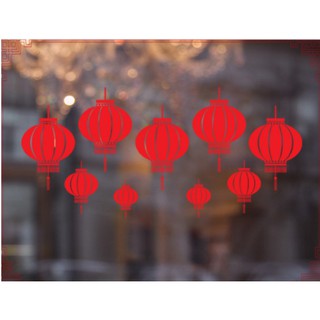 Decal Trang Trí Tết tĩnh điện - Lồng đèn đỏ