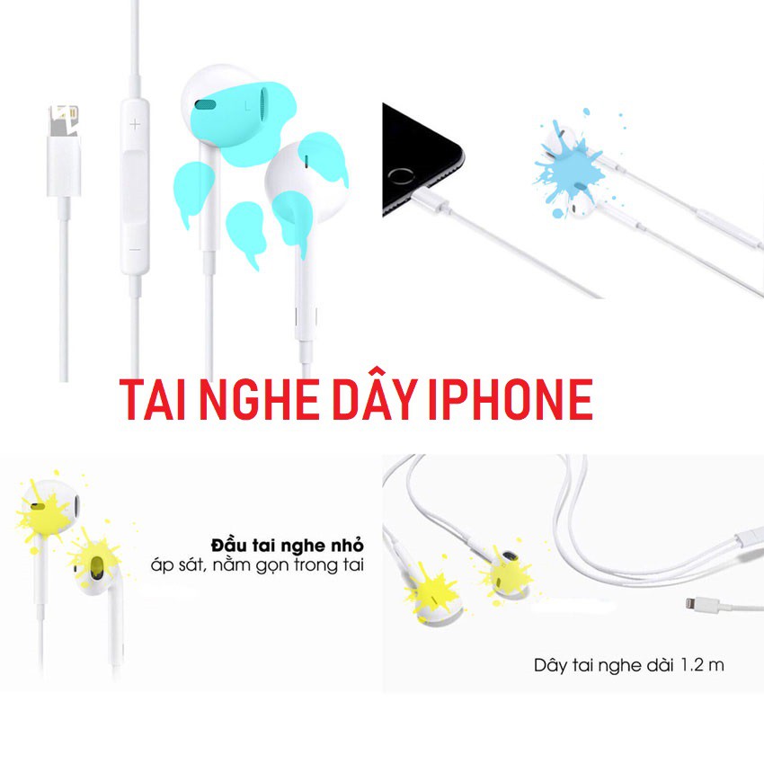 [Freeship] Tai nghe chân Lightning có dây - Tay Nghe cho 7 /7plus/ 8/ 8 Plus/ X/ Xs Max/ 11 Promax, có bluetooth