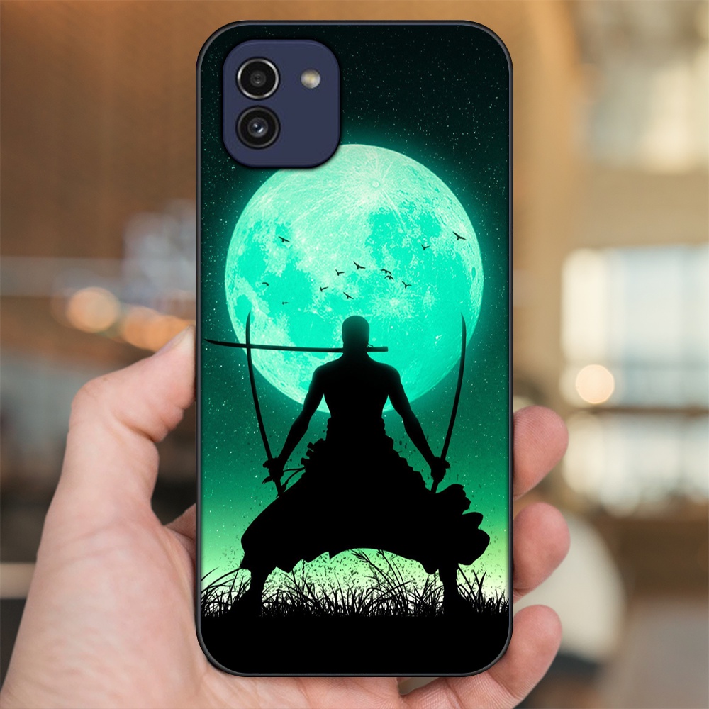 Ốp lưng Samsung A03 viền đen in hình Zoro One Piece