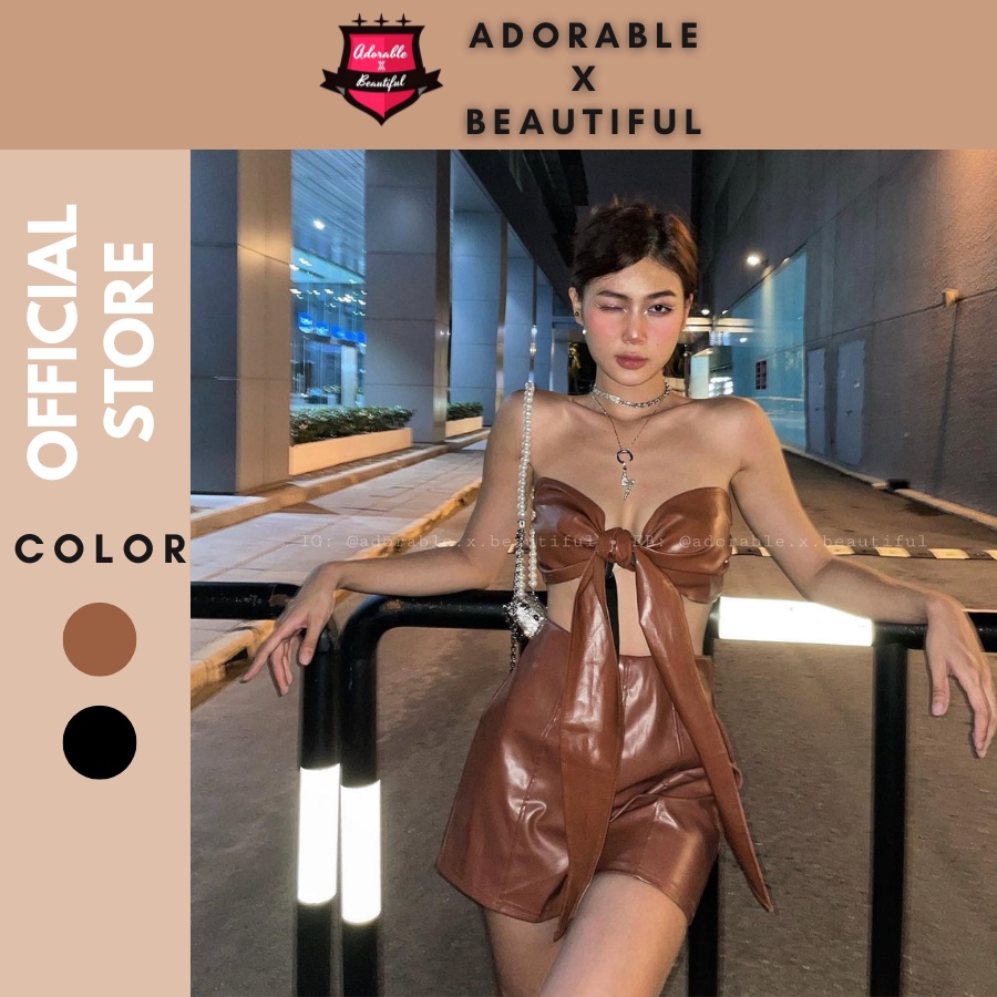 Set Quần Áo Da, Áo Và Quần Da PU Dành Cho Nữ Phong Cách Sexy Quyến Rũ Ulzzang Hot Trend [AdorablexBeautiful]