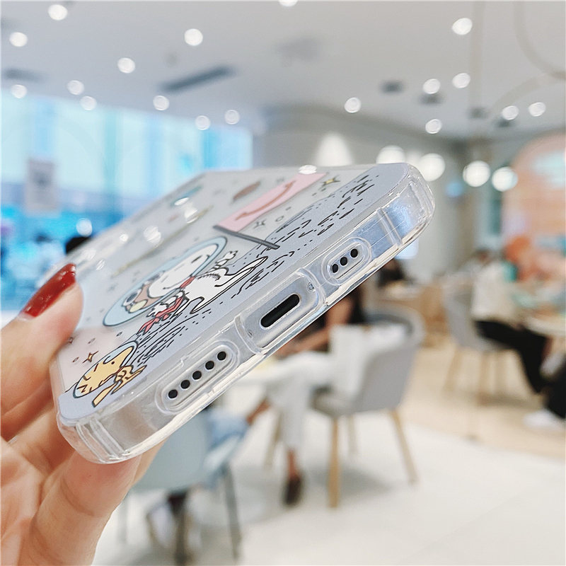 Ốp điện thoại trong suốt in hình vũ trụ Snoopy dành cho iPhone 12 Pro Max 12 Mini 11 Pro Max Xs Max Xr X 8 Plus 7 Plus