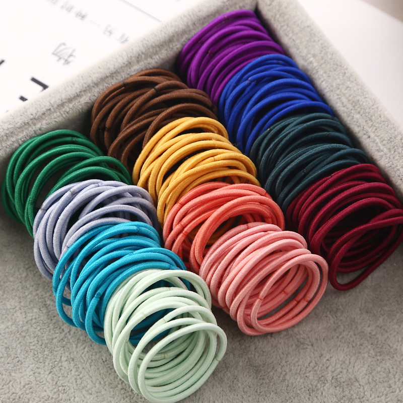 Set 50 dây buộc tóc co giãn nhiều màu thời trang đơn giản tiện dụng cho nữ