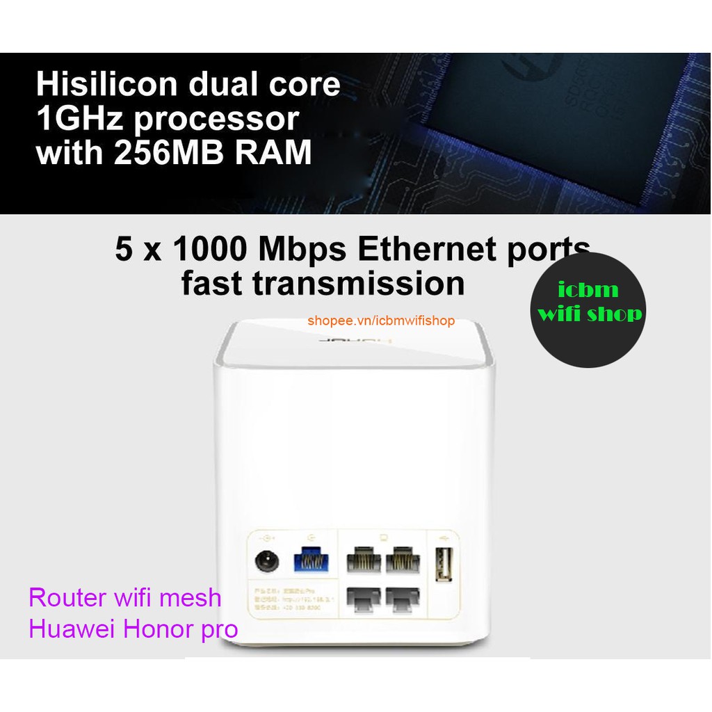 Bộ phát sóng Wifi router Huawei Honor pro tốc độ cao AC1200, Lan gigabit, tính năng Mesh nhiều router