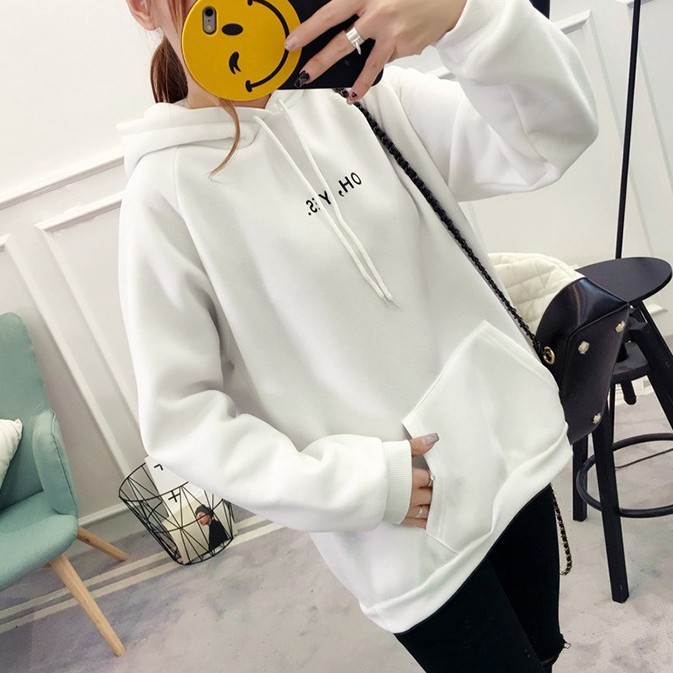 Áo Hoodie Nữ Có Mũ Nỉ Bông Êm Ái In Chữ Oh Yes Trẻ Trung Có Size Cho Cả Nam Và Nữ - MSP T28W