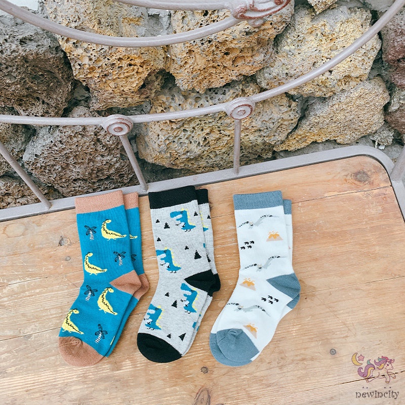 Bộ 3 đôi vớ cotton thiết kế hoạt hình dễ thương thời trang Hàn Quốc dành cho bé trai