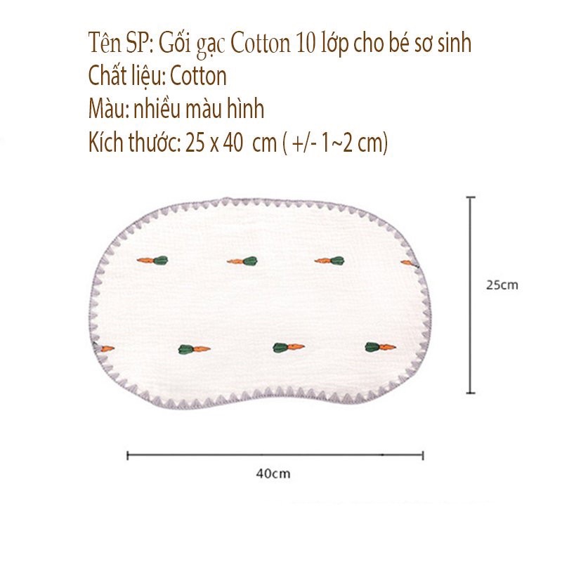 GỐI XÔ NHĂN 10 LỚP MỀM MỊN THẤM HÚT NỒ HÔI CHO BÉ