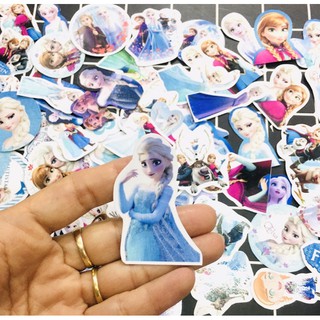 Sticker công chúa Elsa 30-60 cái ép lụa có đề can bóc dán