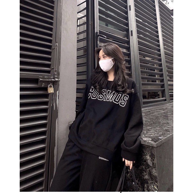 Set quần Jogger nữ ống rộng + Áo nỉ Cosmos - Ba màu Trắng/ Đen/ Ghi xám - Vải len tăm Oversize - Vitalita.cloth | BigBuy360 - bigbuy360.vn