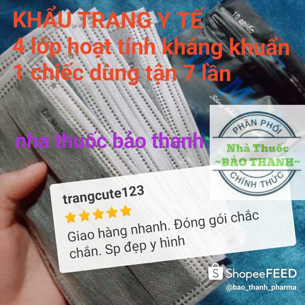 khẩu trang 4 LỚP THAN HOẠT TÍNH DR MASK ( 1 túi có 10 chiếc - 1 CHIẾC TÁI SỬ DỤNG ĐƯỢC 7 LẦN ) | BigBuy360 - bigbuy360.vn
