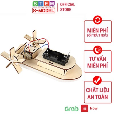 Đồ chơi gỗ sáng tạo tự làm tàu thủy chạy bằng pin, giúp bé phát triển trí tuệ ST68 X- MODEL