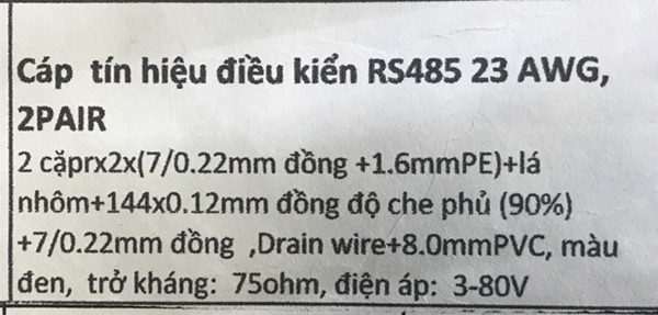 Dây tín hiệu điều khiển 4 lõi THDM485 (đơn giá 1 mét)