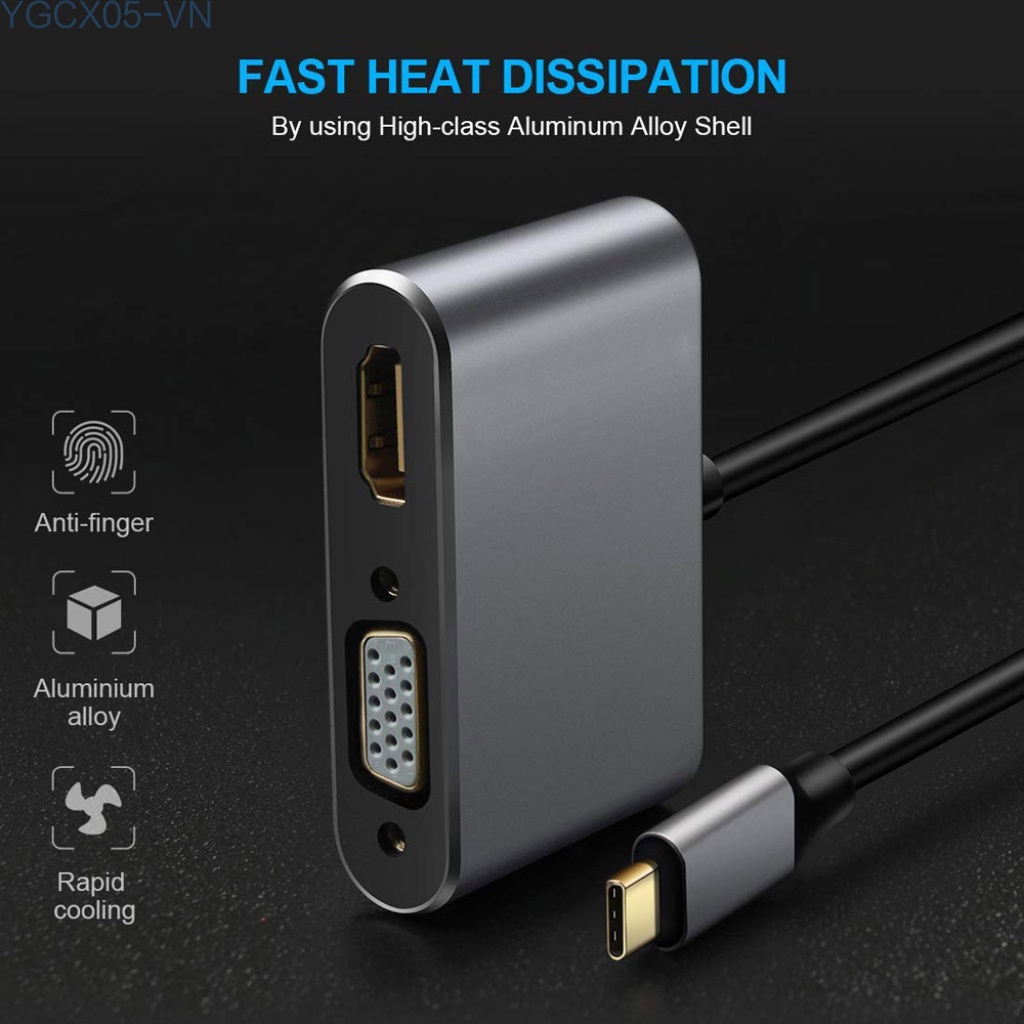 Bộ Chuyển Đổi 4 Trong 1 Type C Sang Vga + Usb3.0 + Pd Docking + Hdmi-Compatible | BigBuy360 - bigbuy360.vn