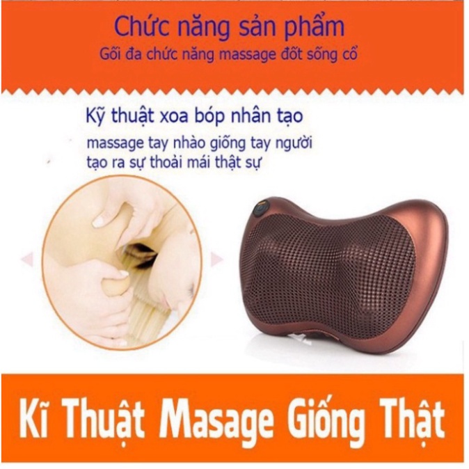 Gối Massage Vai Gáy 8 Bi Hồng Ngoại Công Nghệ Nhật Bản Cao Cấp