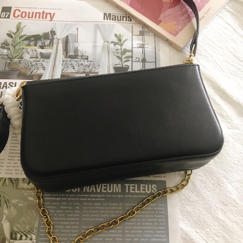 Túi kẹp nách đeo chéo nữ cnk size 22cm dây xích đồng khóa xoay thiết kế phím đàn