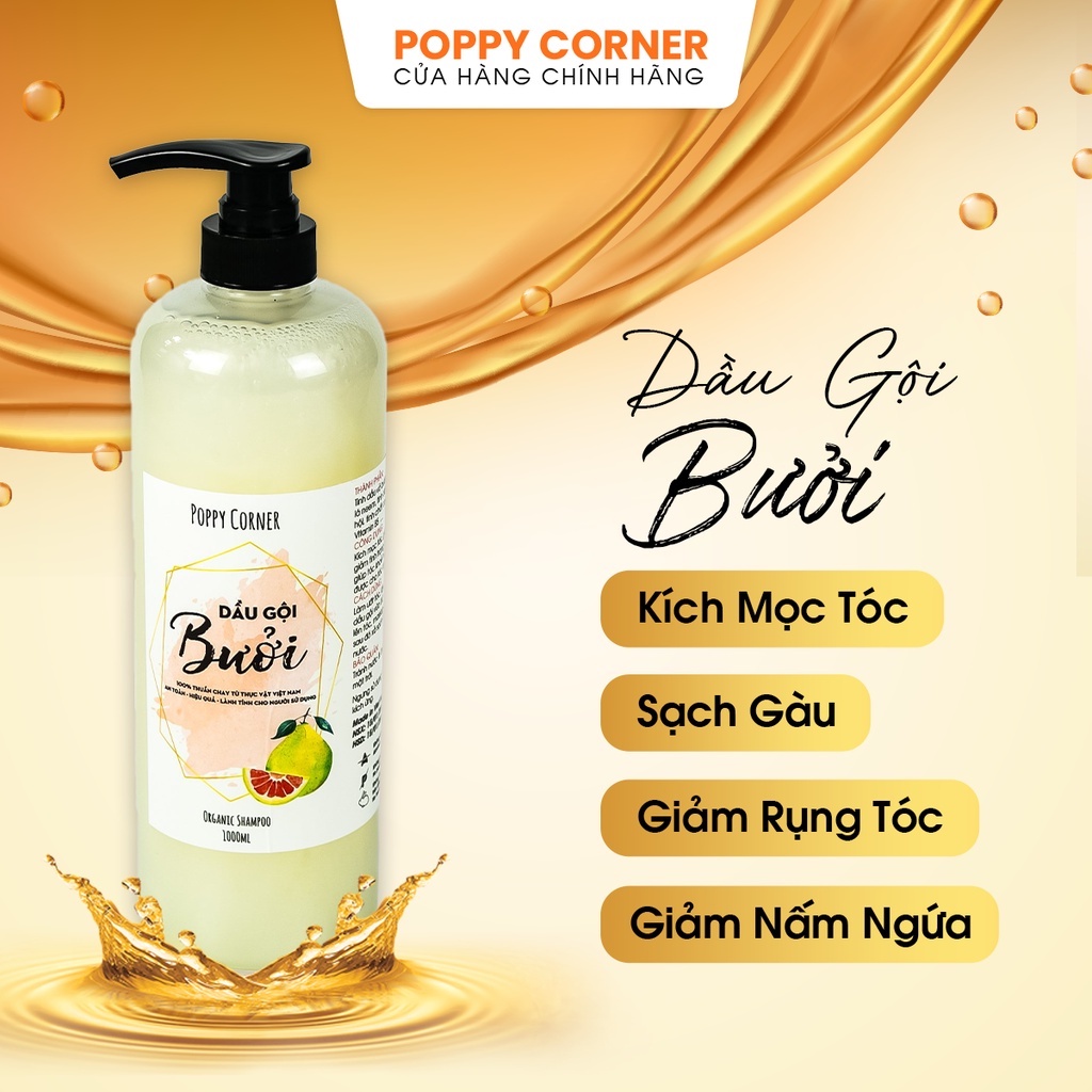 Dầu gội thảo dược bưởi giảm gàu thảo mộc mọc tóc và chống rụng thiên nhiên nhanh dài không hóa chất POPPY CORNER