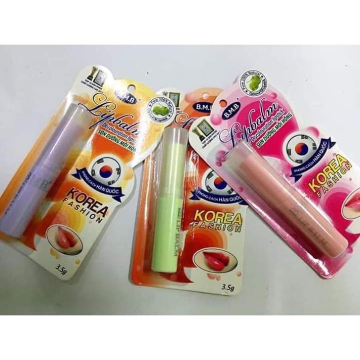 Son Dưỡng Môi Dừa BMB Korea 3 màu hồng nhạt - hồng- cam. Son dưỡng môi hồng