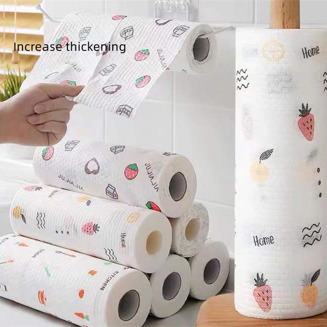 Khăn Lau Bằng Vải Không Dệt Dày Dặn Thấm Hút Nước In Họa Tiết Hoạt Hình Dễ Thương Dùng Một Lần Tiện Dụng Cho Nhà Bếp