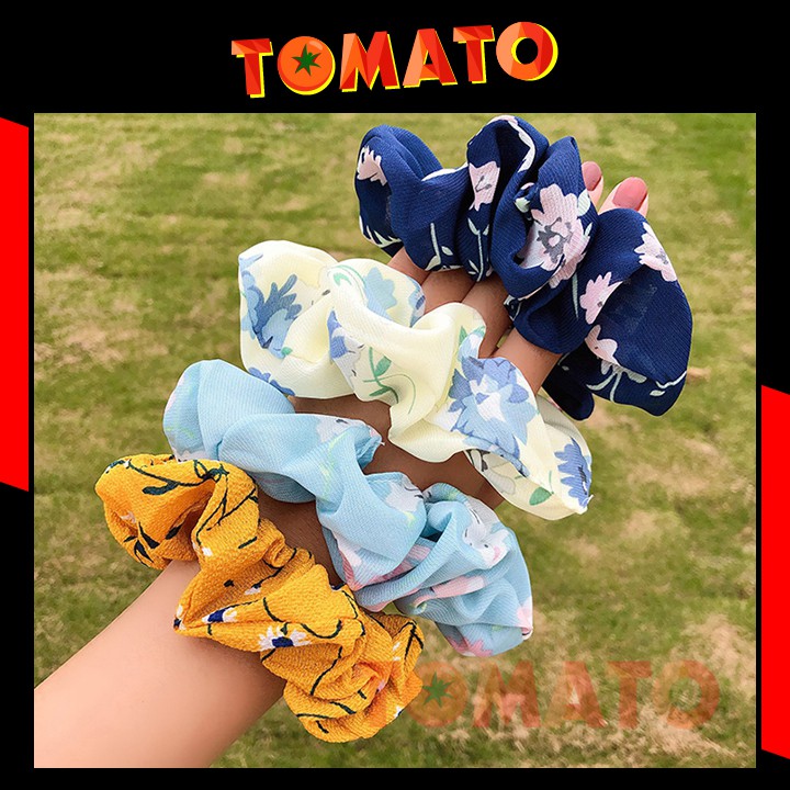 Dây cột tóc scrunchie lụa satin phi bóng sang chảnh - 43