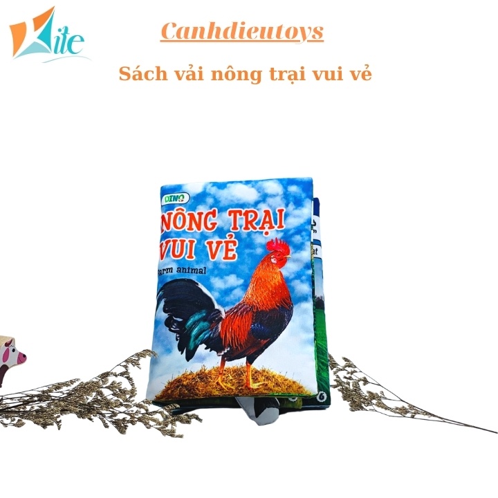 Sách vải song ngữ nông trại vui vẻ Cánh Diều, giúp trẻ phát triển ngôn ngữ, nhận biết các con vật quen thuộc