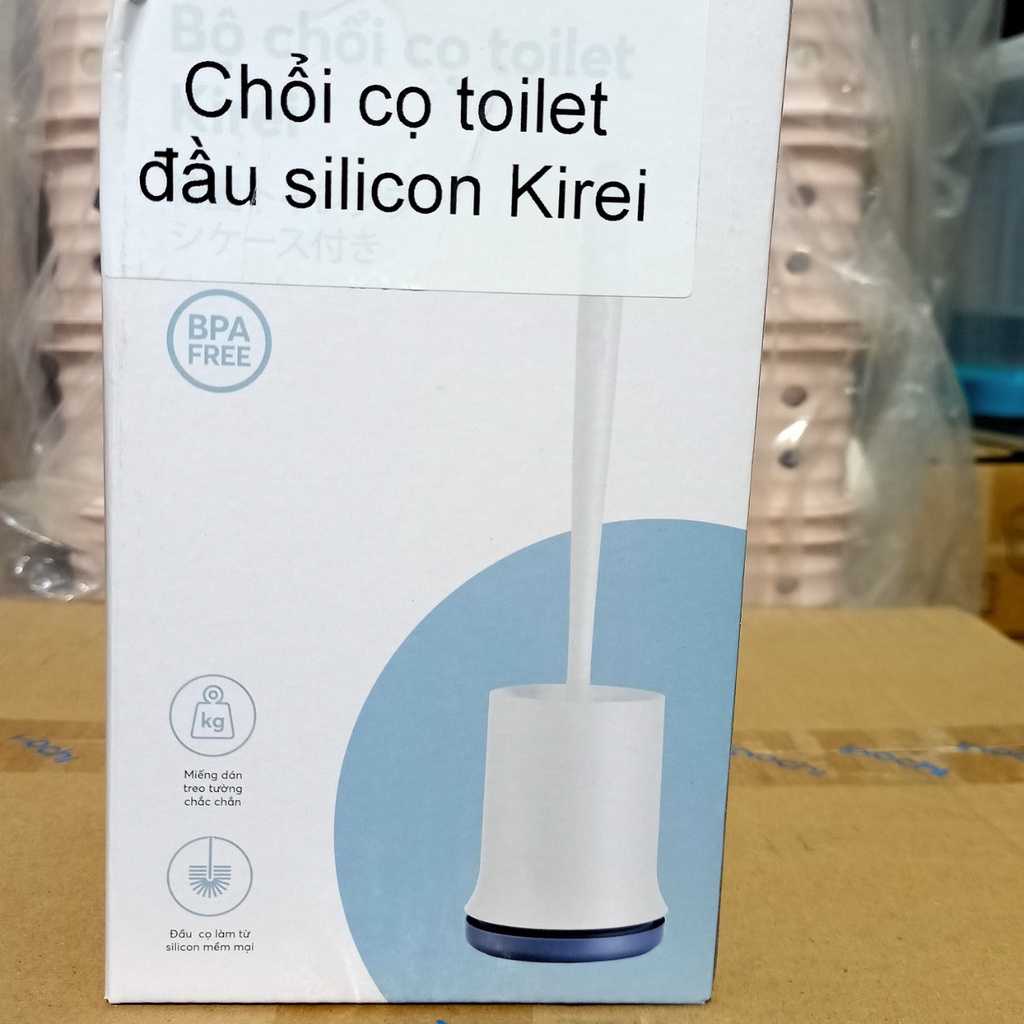 Chổi cọ bồn cầu Đầu Mền Silincon- thiết kế nhỏ gọn,có hộp kèm các phụ kiện chống trượt trên đế và tay cầm