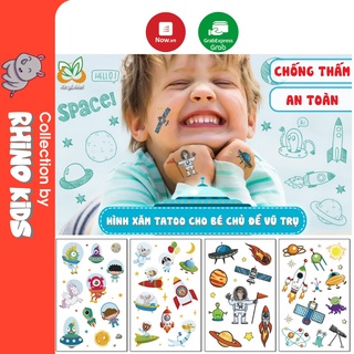 Hình xăm tatoo sticker VŨ TRỤ SPACE dán chống thấm nước cho bé trai bé gái sáng tạo vui chơi an toàn