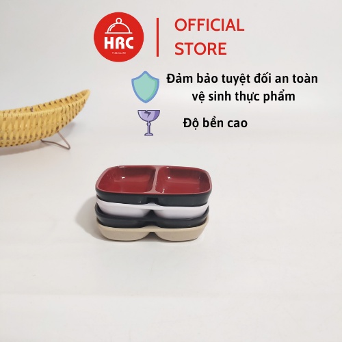 Đĩa đựng gia vị, nước chấm 2 ngăn melamine FATACO