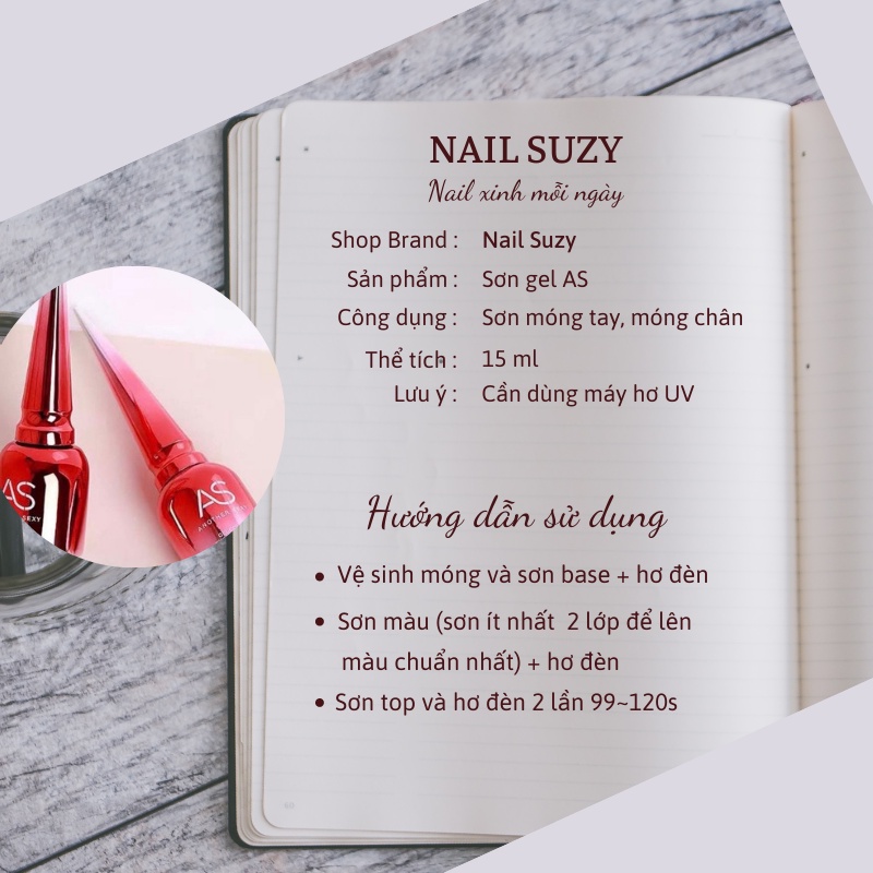 Sơn gel AS sơn thạch sơn gel thạch sơn móng tay dùng máy hơ gel tone hồng thạch thạch nude NAIL SUZY mã ABX 15ml