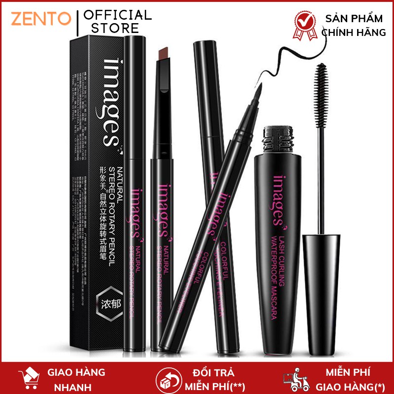 Bộ trang điểm mắt Images 3 món cơ bản chì kẻ mày, mascara chuốt mi làm dài mi, kẻ mắt đen siêu mảnh Zentop