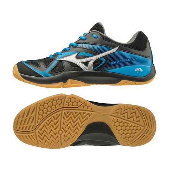 Giày cầu lông Mizuno Wave Smash 71GA196003 thương hiệu Nhất Bản dành cho nam màu đen phối xanh Tốt Nhất . new :