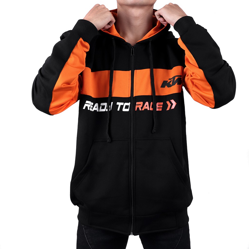 Áo Khoác Hoodie Họa Tiết Chữ Thập Màu Đen / Cam Ktm 2 Tông Cá Tính