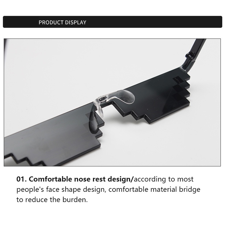 [huite]Mosaic Sunglasses Stuff Toy Decorative Glasses Fashionable Sunglasses Women Men Black Sunglasses Funny Toy