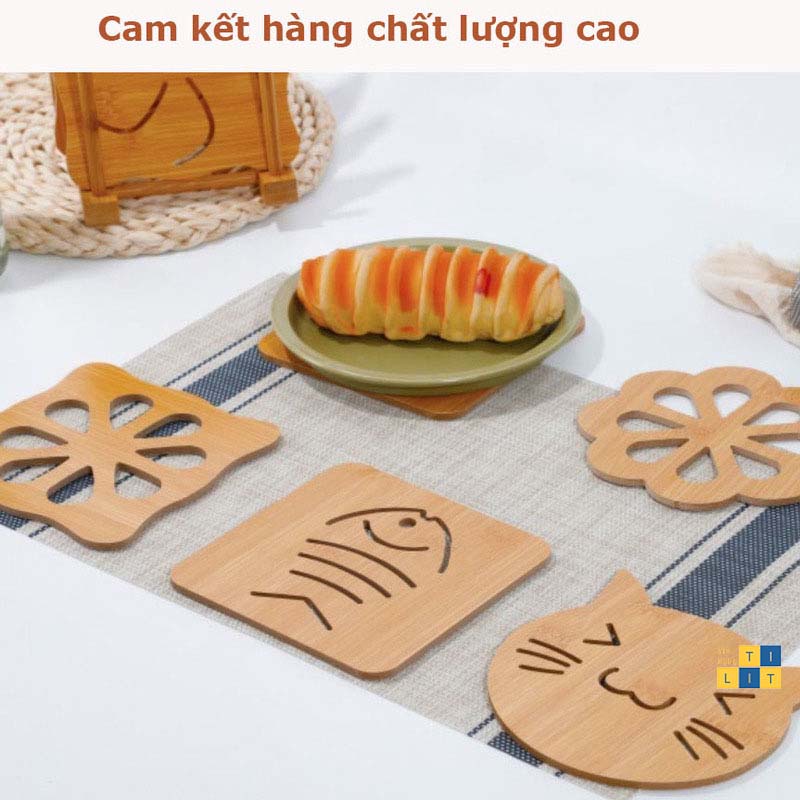 Miếng Gỗ Lót Nồi Thú Vị Décor [Hình ngẫu nhiên] [LÓT NỒI GỖ]