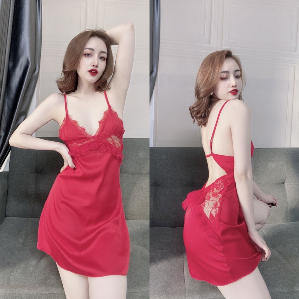 Váy ngủ sexy ❣️FREE SHIP❣️ Đầm  CỘT NƠ SAU +QUẦN <58kg | BigBuy360 - bigbuy360.vn