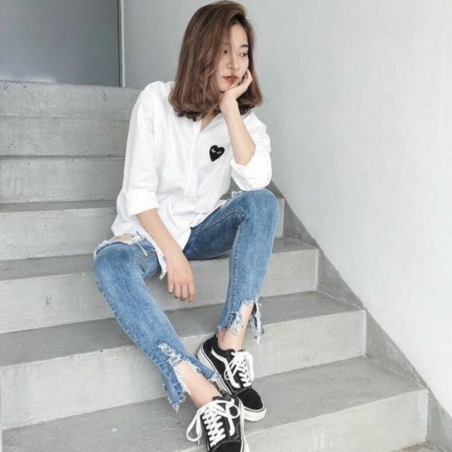 Sơmi tim cổ bẻ form Unisex (ảnh thật) | BigBuy360 - bigbuy360.vn