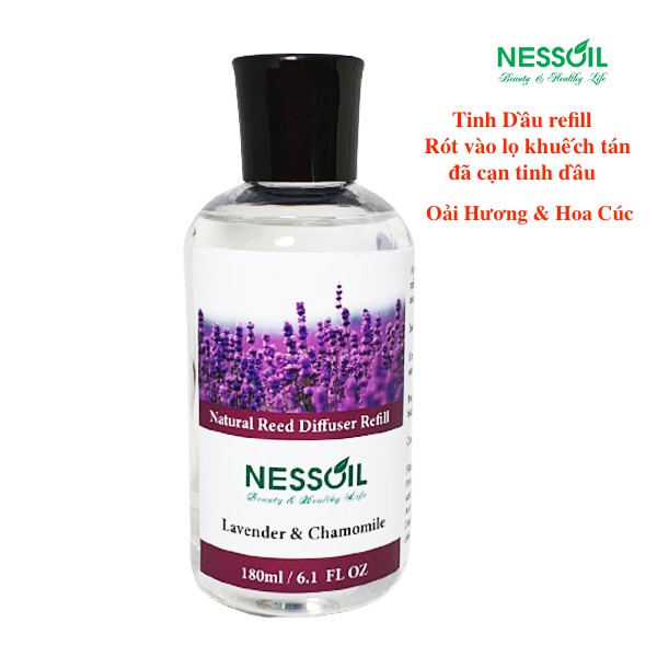 Tinh dầu Refill (thay thế, bổ sung) 180ml mùi Oải Hương &amp; hoa Cúc, dùng để rót vào bộ cắm đã cạn tinh dầu