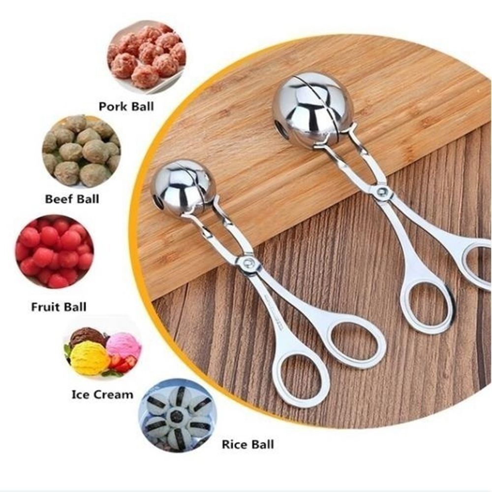 Khuôn tự làm thịt viên/ kem viên có lỗ chống dính bằng thép không gỉ độc đáo dùng trong nhà bếp