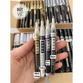 Bút vẽ nét Vinimay vẽ móng nail đen trắng vàng bạc