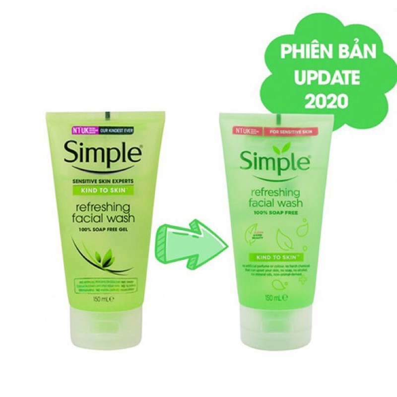 Gel/ sữa rửa mặt dưỡng ẩm Simple refreshing facial wash 150ml