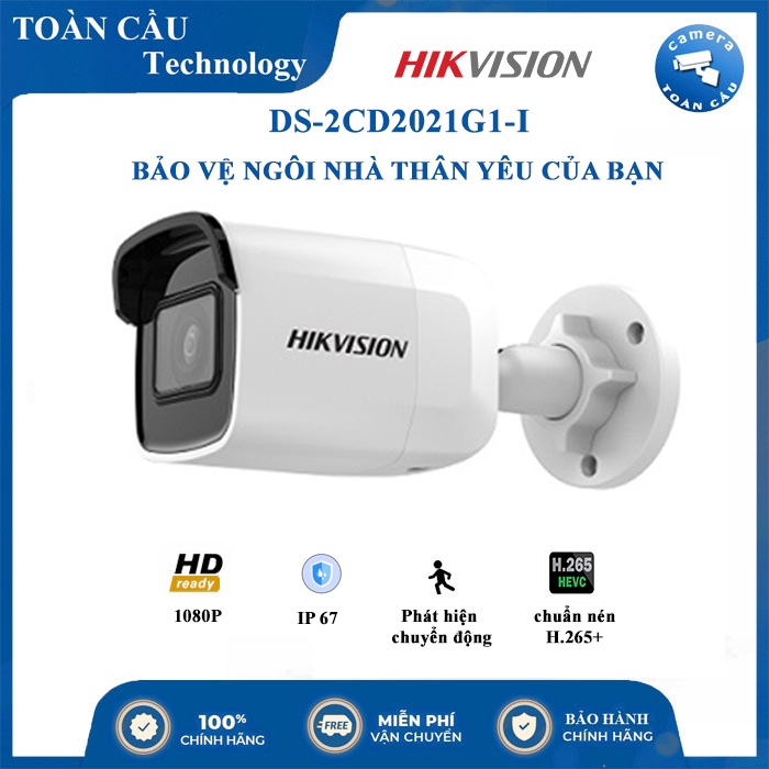 [100% CHÍNH HÃNG] Camera IP 2MP Hikvision DS-2CD2021G1-I H.265+ - Camera ngoài trời