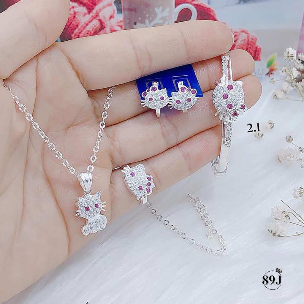 [ Bán Chạy Nhất ] SET Bộ Mèo Kitty BẠC Ta Nguyên Chất - Không lo bị đen, xỉn màu