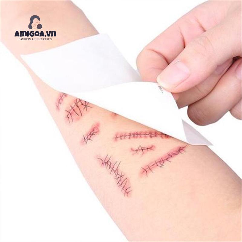 Miếng Dán Hình Xăm Chống Nước Phong Cách Halloween Kinh Dị Độc Đáo