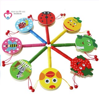 Lục lạc gỗ thiết kế hoạt hình đáng yêu cho bé